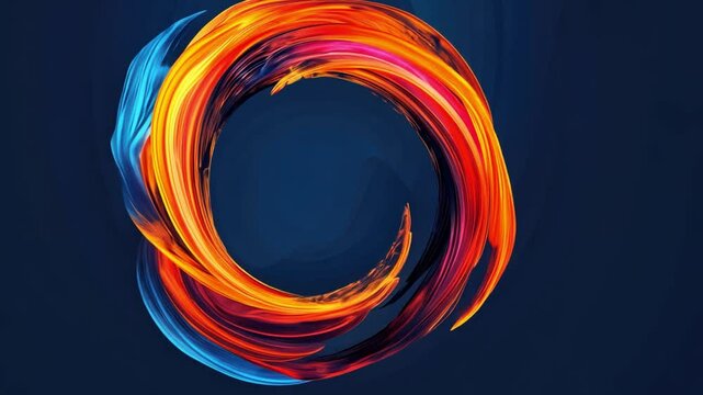 Vibrant swirl of colors in circular motion, showcasing dynamic blend of orange, red, and blue hues, creating energetic visual effect that evokes creativity and movement.