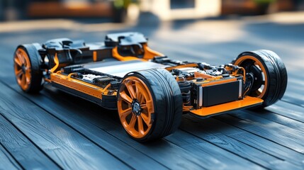 Electric vehicle chassis, detailed view