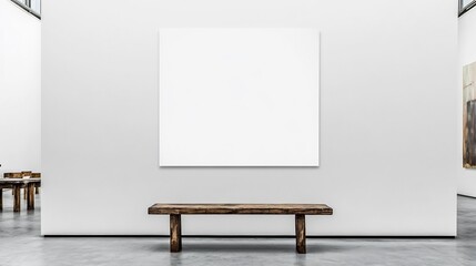White background with a blank poster displayed on a gallery wall ideal for design purposes or creative artwork
