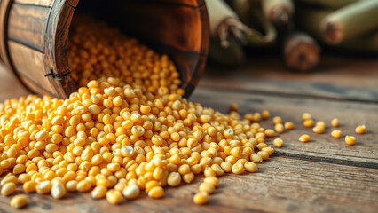 Pile of corn cereal grains seed concept harvest product yellow color