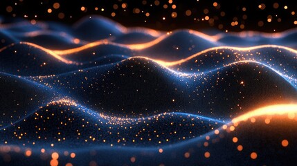 Glowing particles wave abstract background