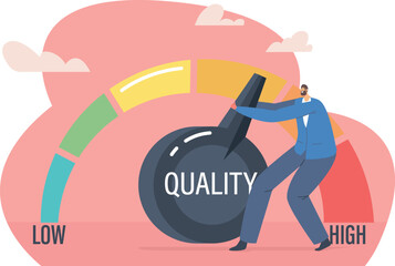 Quality level management and improvement vector illustration