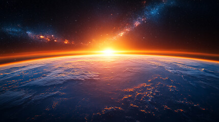 Fototapeta premium interdependence of celestial entities, emphasizing the enigmatic nature of the universe and the convergence of Earth with cosmic domains, highlighting modern cosmic connections