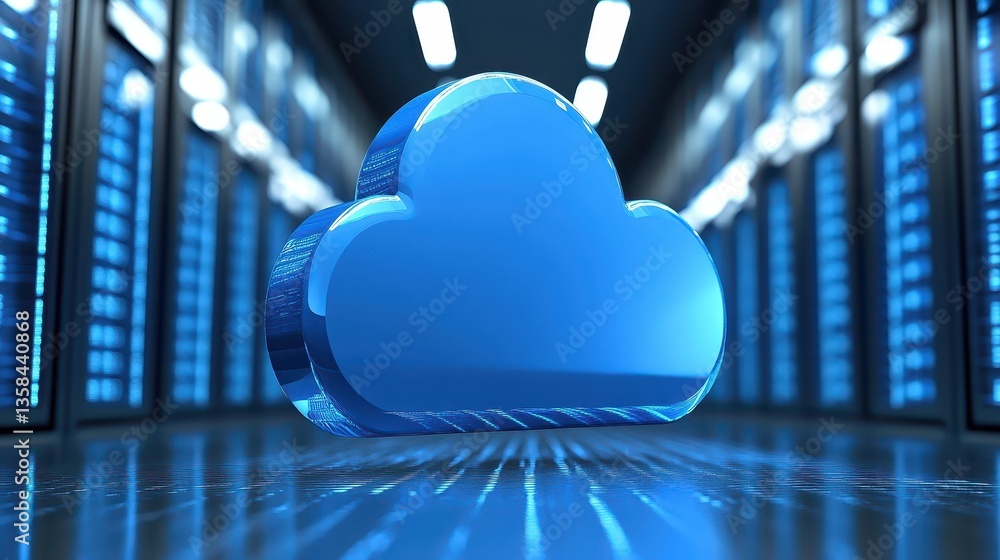 Poster highperformance cloud computing server in a modern data center, powering innovation and connectivity