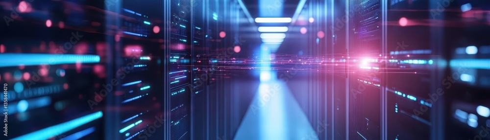 Poster server room infrastructure, a comprehensive view of data center technology, network connectivity and