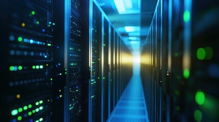 Inside the server room, a comprehensive view of modern network infrastructure and data center technology