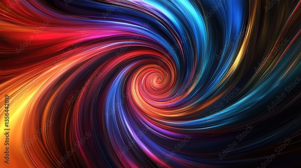 Poster spiral layers, with colors flowing outward in a rhythmic, fluid motion that gives a sense of depth a