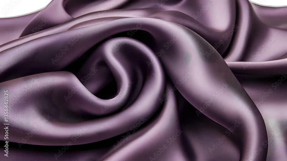 Poster luxurious purple silk fabric with elegant folds and waves creating smooth flowing curves and gracefu