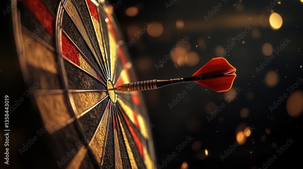 Poster dart hitting the outer ring of the target, with motion blur on the dart mid-flight.