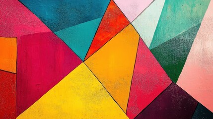 Colorful abstract painting on a wall, burst of vibrant colors and dynamic textures in modern art piece