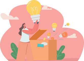 Woman sharing knowledge idea vector illustration