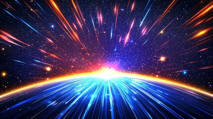 Cosmic speed,  planetary energy,  a vibrant  burst