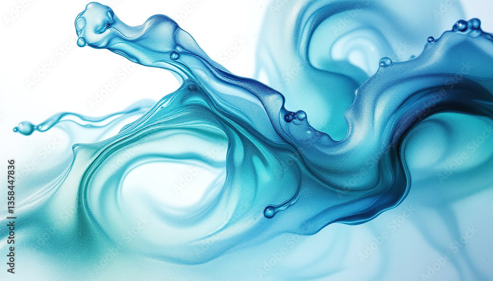 Aufkleber abstract depiction of water fluid splashing with smooth curves and forms