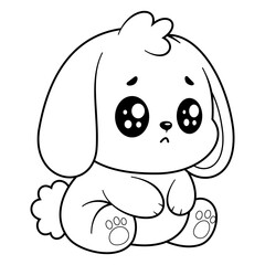 Cute bunny feels unmotivated, for coloring