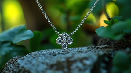 Delicate diamond flower pendant on a chain