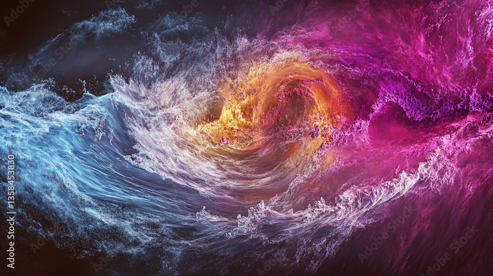 Poster abstract waves of color: a dynamic and energetic artistic expression