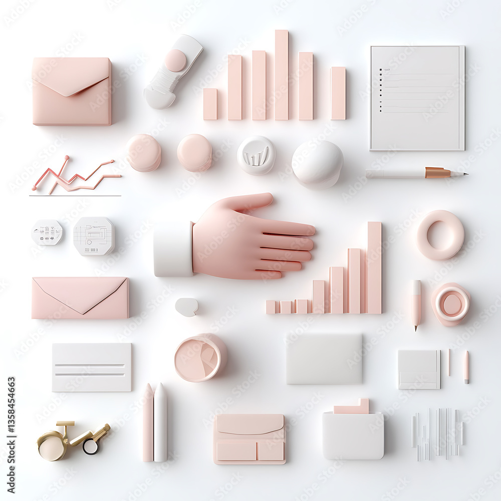 Poster analyzing business data trends with minimalist creative tools digital workspace infographic modern t