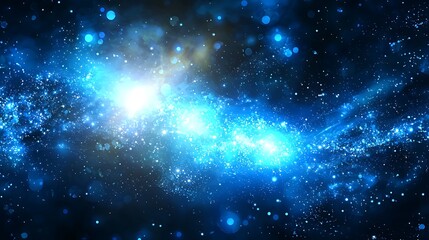 Cosmic nebula swirling in vibrant blues and light