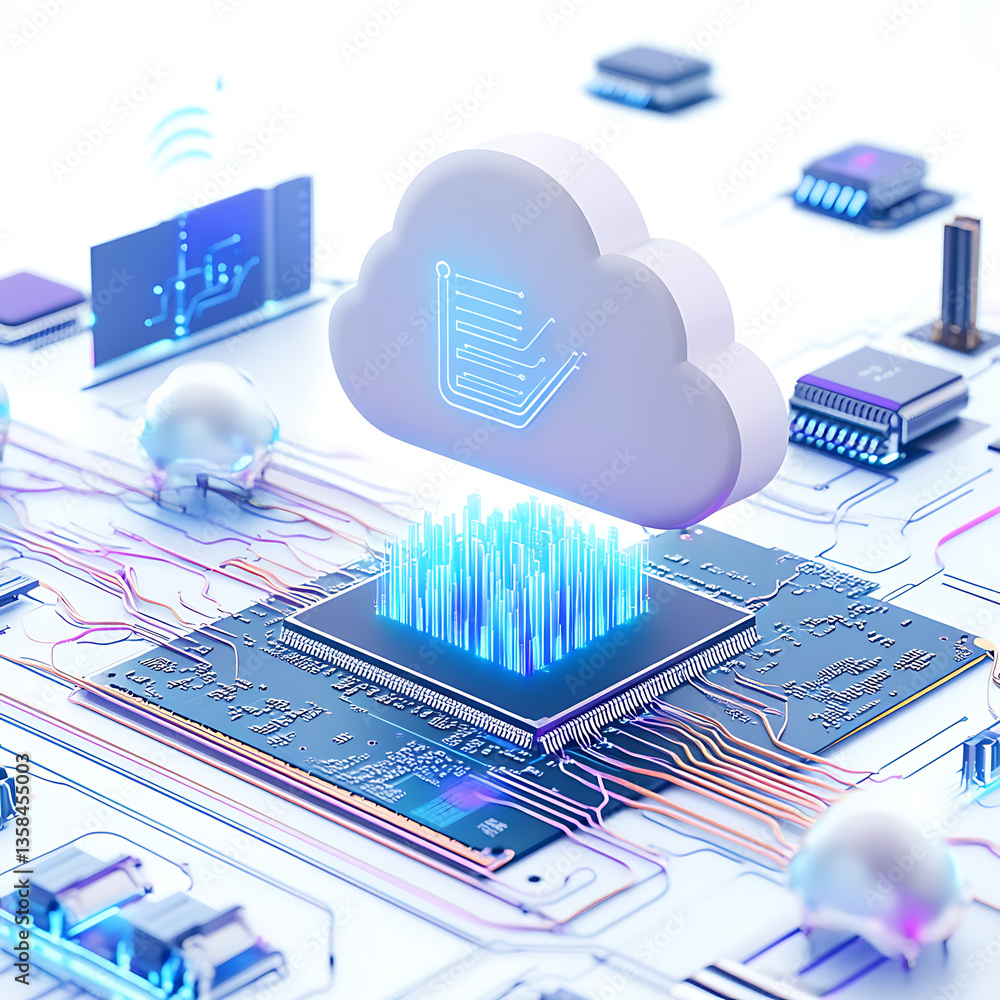 Poster cloud computing innovation in technology digital environment data visualization modern viewpoint