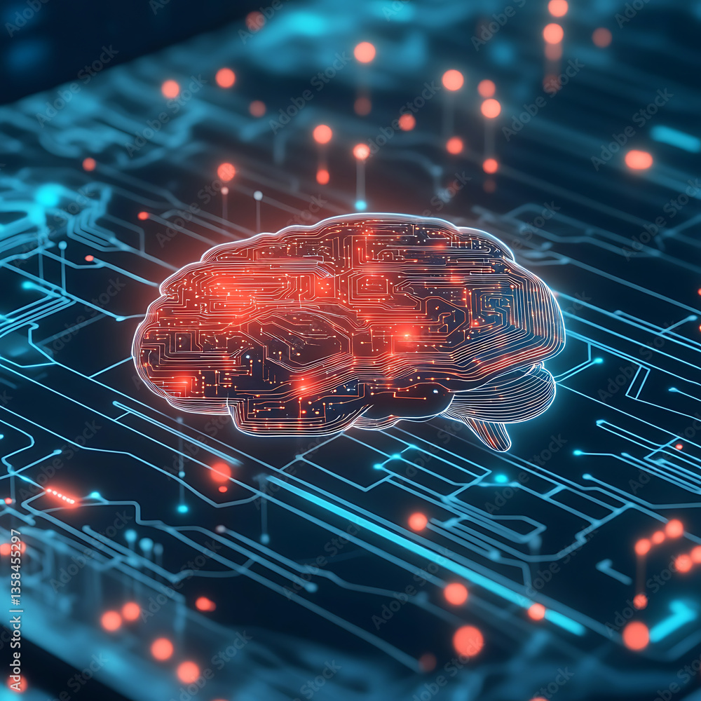 Poster exploring ai innovations in technology virtual environment digital art futuristic viewpoint neural n