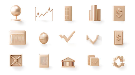 Business growth insights modern office icon collection digital environment top-down view visual concept