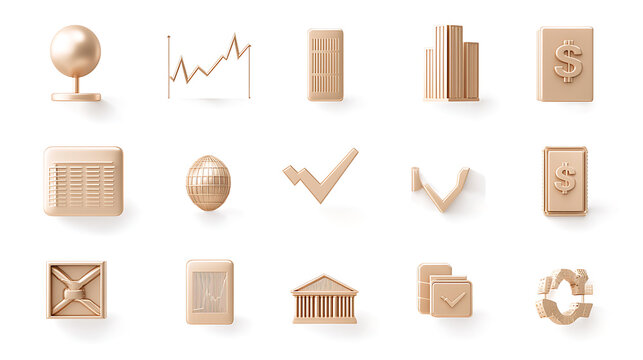 Business growth insights modern office icon collection digital environment top-down view visual concept