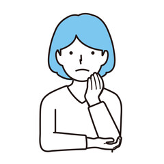 考えるポーズの女性イラスト