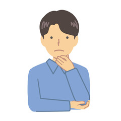 考えるポーズの男性イラスト