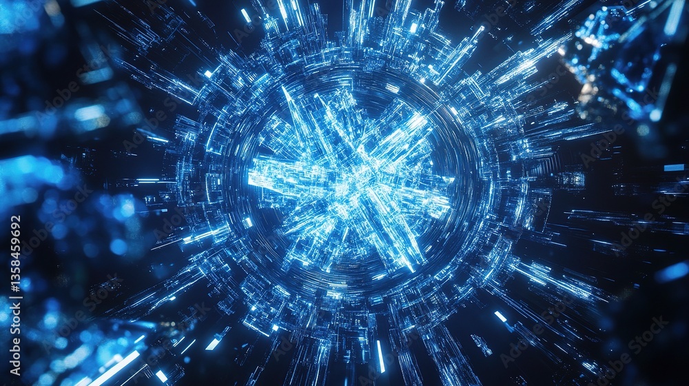 Poster intricate quantum computing background with futuristic elements