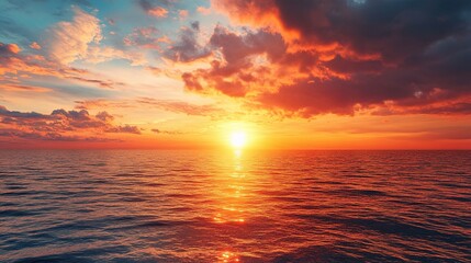 Obraz premium Breathtaking Sunset View Over Calm Ocean at Twilight Hours