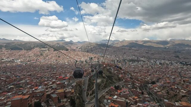 Red Line Cable Car Over La Paz, Bolivia