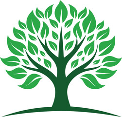Tree, bursting with lush green foliage and sturdy branches, symbolizes growth, life, and environmental sustainability.