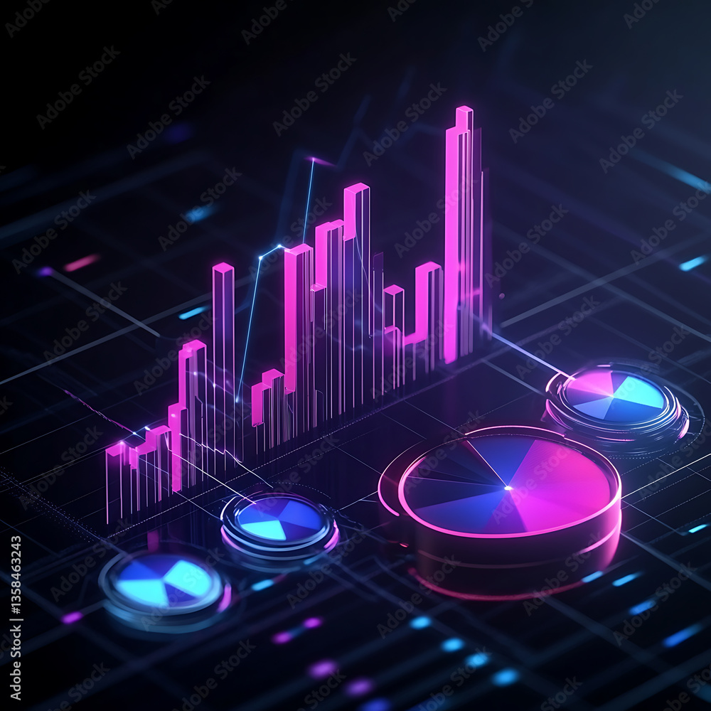 Poster data visualization trends business analytics digital display technology interactive graphs