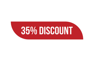 Red banner 35% discount isolated on white background.