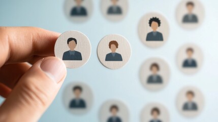 Identifying key individuals modern office setting digital illustration professional environment close-up viewpoint human resource concept