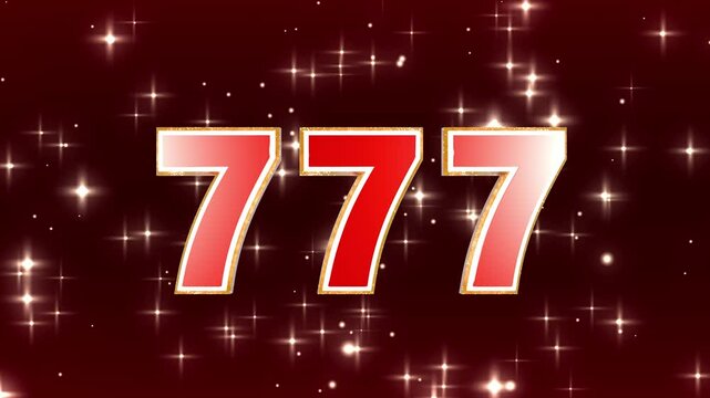 A golden number stand black red background 3D cg animation 777
