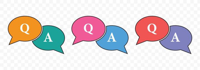Naklejka premium FAQ, question and answer icons set. Q and A speech bubble sign. EPS10