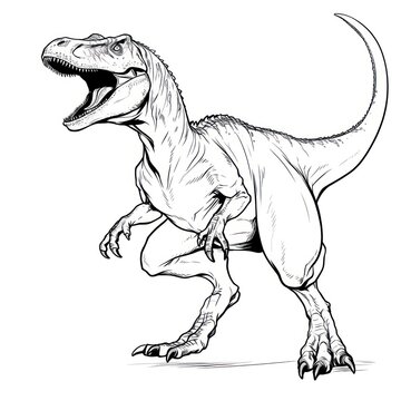 black and white t-rex roaring clip art preview