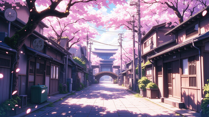 Fototapeta premium anime illustration background japan scenery theme