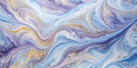 Obraz premium Abstract Swirling Hues of Blue, Purple, and Gold A Luxurious Fluid Art Design with Shimmering Metallic Accents