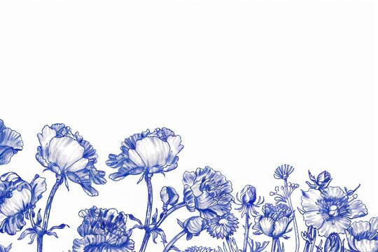 Vintage drawing carnation border sketch illustrated graphics.