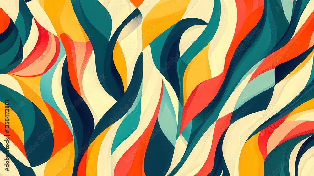 Aufkleber sharp-edged shapes that continuously shift and evolve in a seamless pattern of color and form