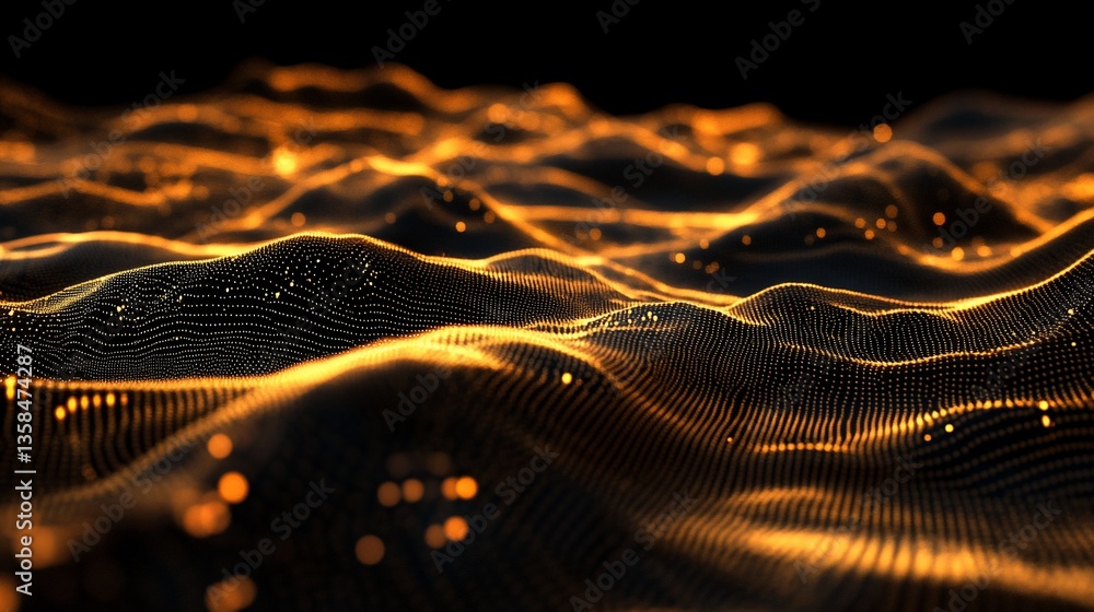 Aufkleber abstract golden wave pattern: data visualization and digital technology
