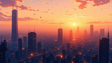 Fototapeta premium anime illustration background japan scenery theme