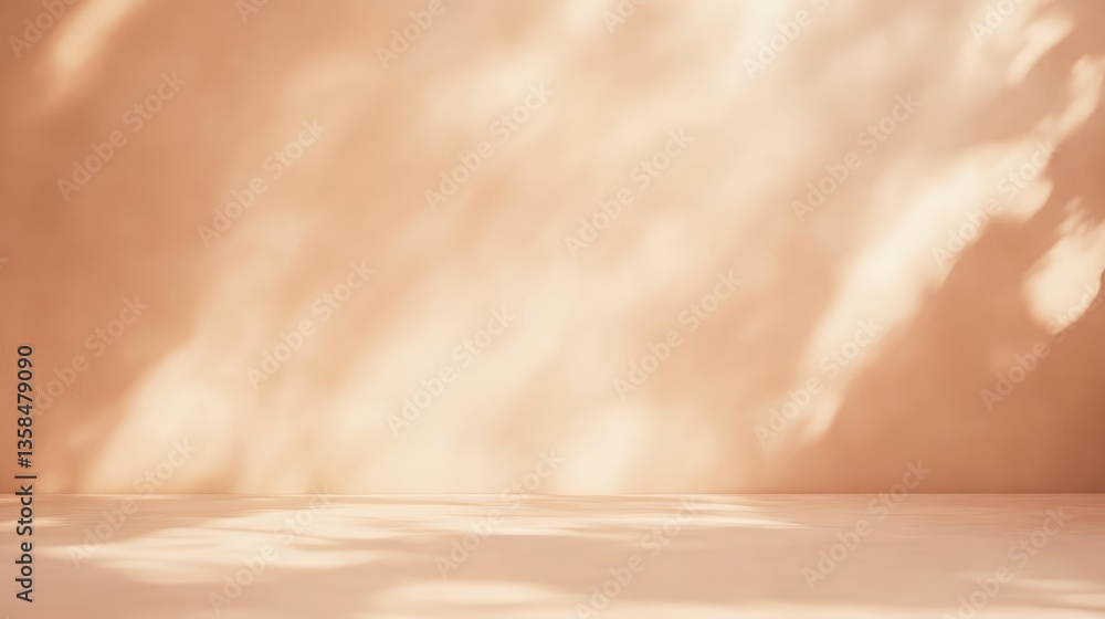 Poster a minimalist pastel peach wall with soft texture, offering a perfect space for design elements and c