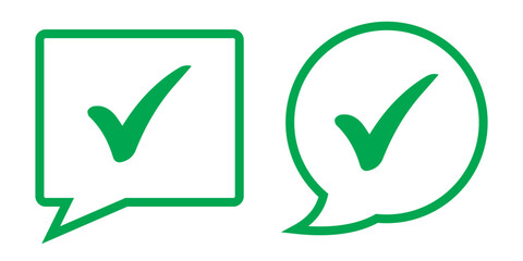 Set of plus minus, check mark, x mark with speech bubble or comic ballon icon. Vector illustration.