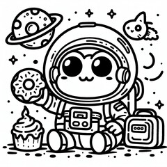 Coloring book Space monkey munchies Astro-ape enjoys treats among the stars