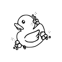 cute duckling bath time vector