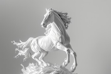 Elegant white horse sculpture art