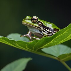 Obraz premium In Flight: Chorus Frog Hopping Between Lush Green Leaves